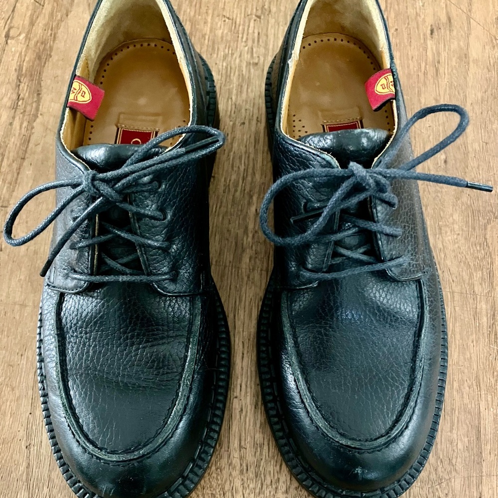 Women’s Cole Haan Black Leather Lace Up Androgynous Oxfords Vintage 1990s size 6